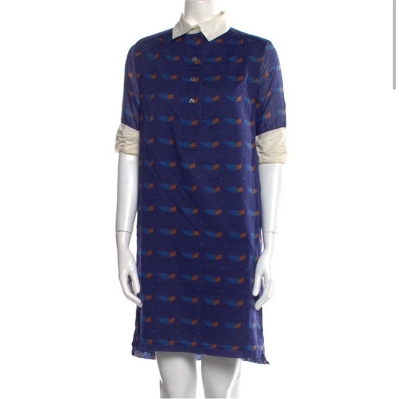 Marc Jacobs Dresses & Skirts - Marc Jacobs Blue Printed Polo Shirt Dress with Cream Collar and Cuffs